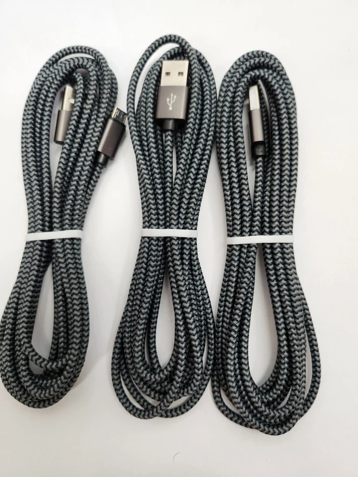 Сверхпрочный Micro USB быстрое зарядное устройство данных кабель шнур для Samsung Android лот из 3! - Изображение 2 из 4
