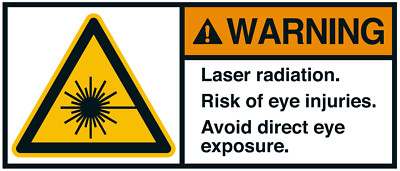 Warnaufkleber ''WARNING Laser radiation. Risk of eye..'' 35x80/45x100/70x160mm