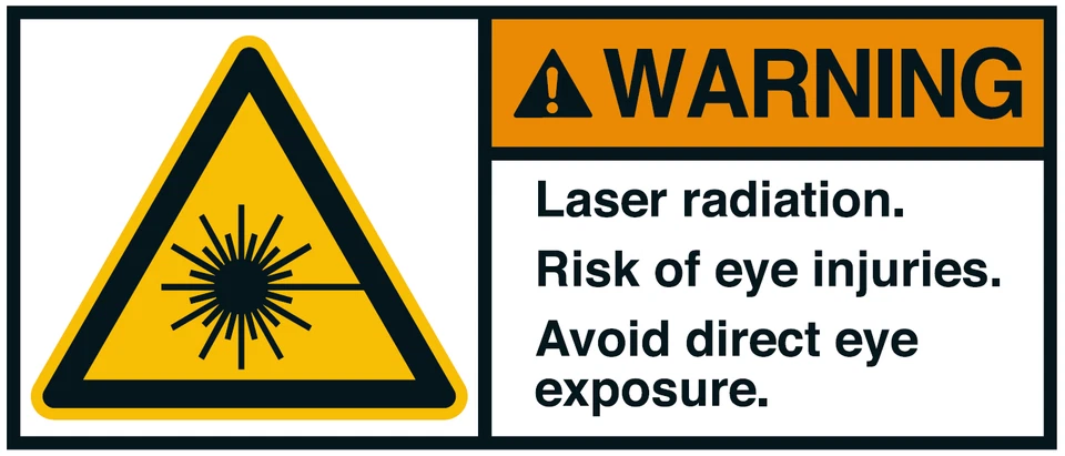 MBS-SIGNS® Warnaufkleber "WARNING Laser radiation. Risk of eye.." 35x80/45x100/70x160mm