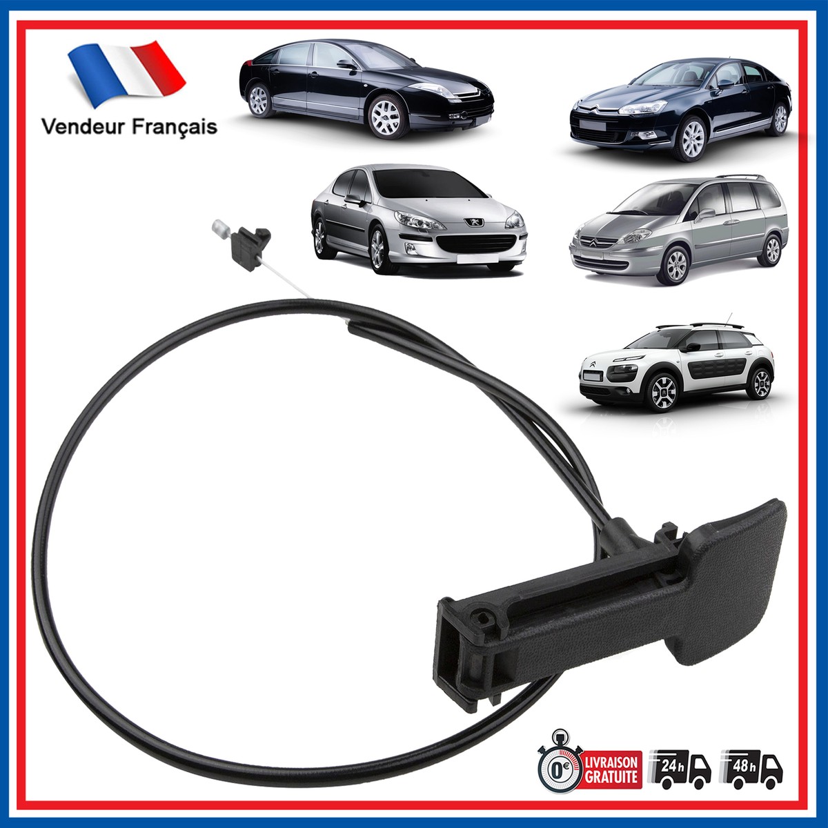 Cable Bowden Del Capó Para Citroën C5 III Y C6 - Números De Reemplazo 7937.J1 / 7937.R0, De Metal