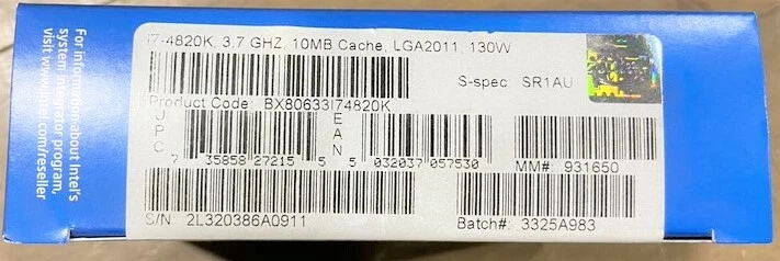 Intel BX80633I74820K SR1AU Core i7-4820K Processor 10M Cache, up to 3.90 GHz NEW - image 1 of 1