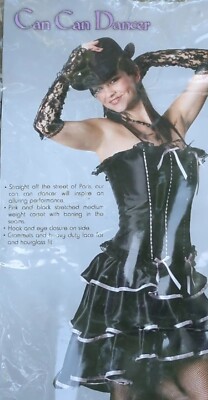 Black Lace Up Corset Skirt Black Lace Baby Doll Costume Set Medium  NEW