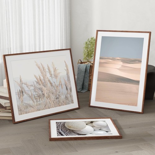 17x23 Solid Oak Wood Picture Frame with Tempered Glass - Rustic Walnut Finish - Picture 10 of 10