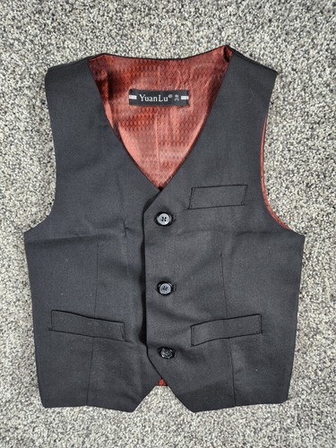 Little Boys Formal Suit Jacket And Vest Boys Size 3T Black - Picture 6 of 12