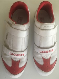 red leather tennis shoes