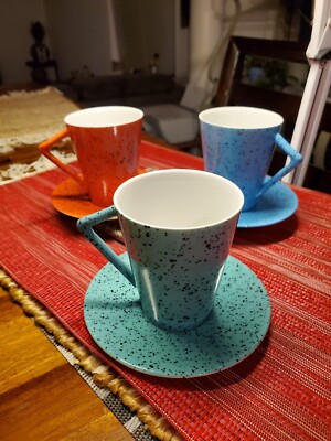 German Cup And Saucer Set Of 3 Konitz Brand