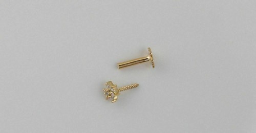 14k Gold Over Diamonds Flower Nose Lip Labret Piercing Pin Ring Screw Stud - 第 4/6 張圖片