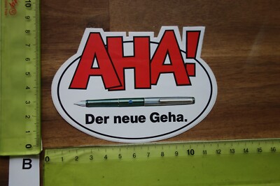 Alter Aufkleber Schule Büro Füller Stifte Kugelschreiber GEHA AHA *BE