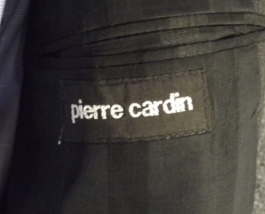 PIERRE CARDIN Mens Suit 48L Gray Stripe Wool 41x31 Cuff Pants 2 Piece 2 Btn - Image 4 of 4