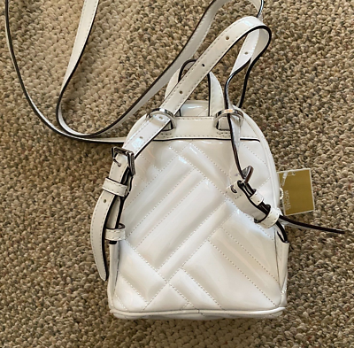 Michael‎ Kors Abbey white quilted backpack. Silver hardware. Two zipper pockets. Michael Kors Abbey Mini Backpack XS Purse Crossbody Vegan  main image 3