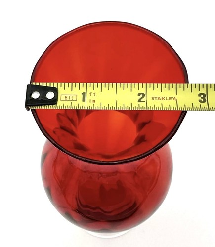VTG MCM Empoli Italy Art Glass Red Vase w/Twisted Clear Stem & Foot 10” Tall. - Picture 8 of 9