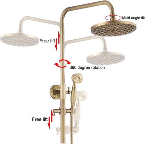 Bathroom Brass Rainfall Shower Mixer Set Shower Valve Knurled Taps Faucet Kit - Picture 6 of 13