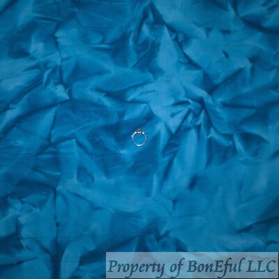 BonEFul FQ Cotton Quilt Dark Teal Blue Aqua Tonal Crinkle Texture Blender Batik