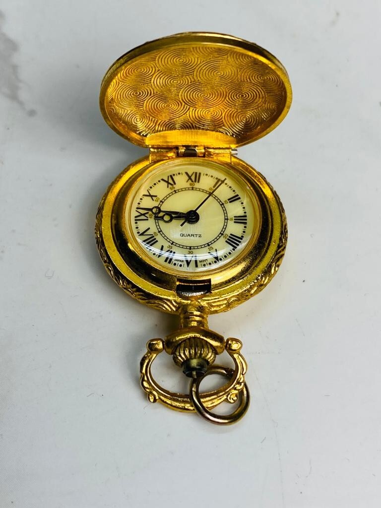 Vintage Quartz Pocket Watch Japan Movt Gold Tone eBay