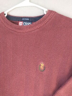 Chaps Ralph Lauren Mens Sweater Large Purple Hand Framed Long