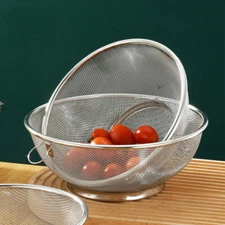 Stainless Steel Mesh Colander Strainer Basket Drainer Soybean Milk Fine Mesh