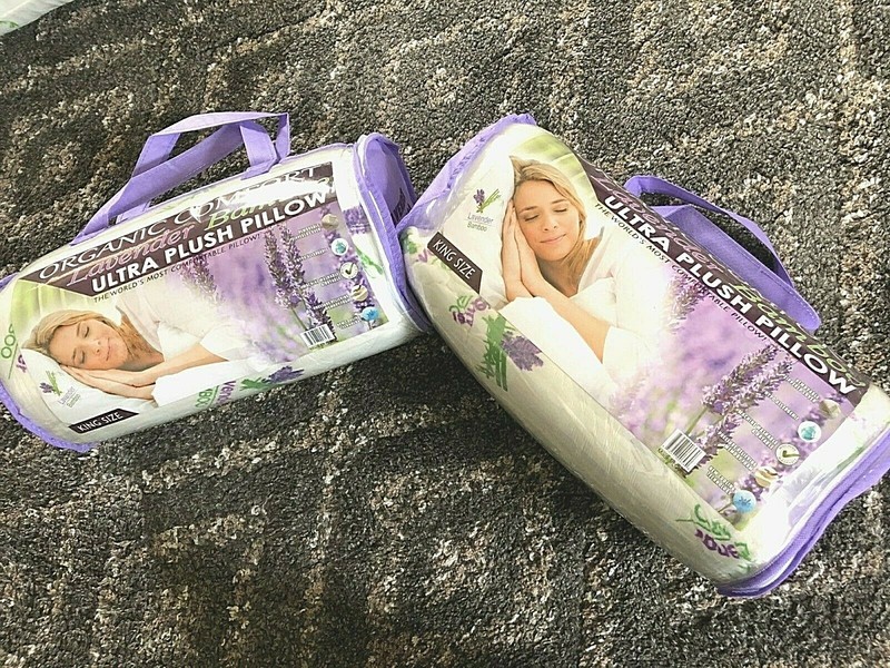 2 king size Organic Comfort Lavender Bamboo Ultra Plush Pillows Brand New purple