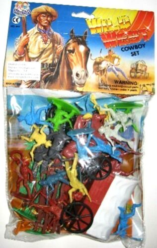 American Wild West Plastic Cowboys Figures Playset Frontier Set NEW - Picture 1 of 1