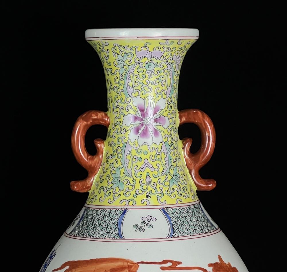 44CM Kangxi Old Chinese Famille Rose Vase W/figure N547 | eBay