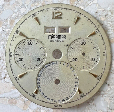 ORIGINAL DIAL FOR CRONO LANDERON CAL . 185 TRIPLE CALENDAR MIRAMAR GENEVE