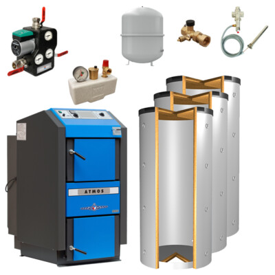 Paket Scheitholzkessel Atmos DC50GSE 49,0 kW 3x Pufferspeicher EPS 1000L