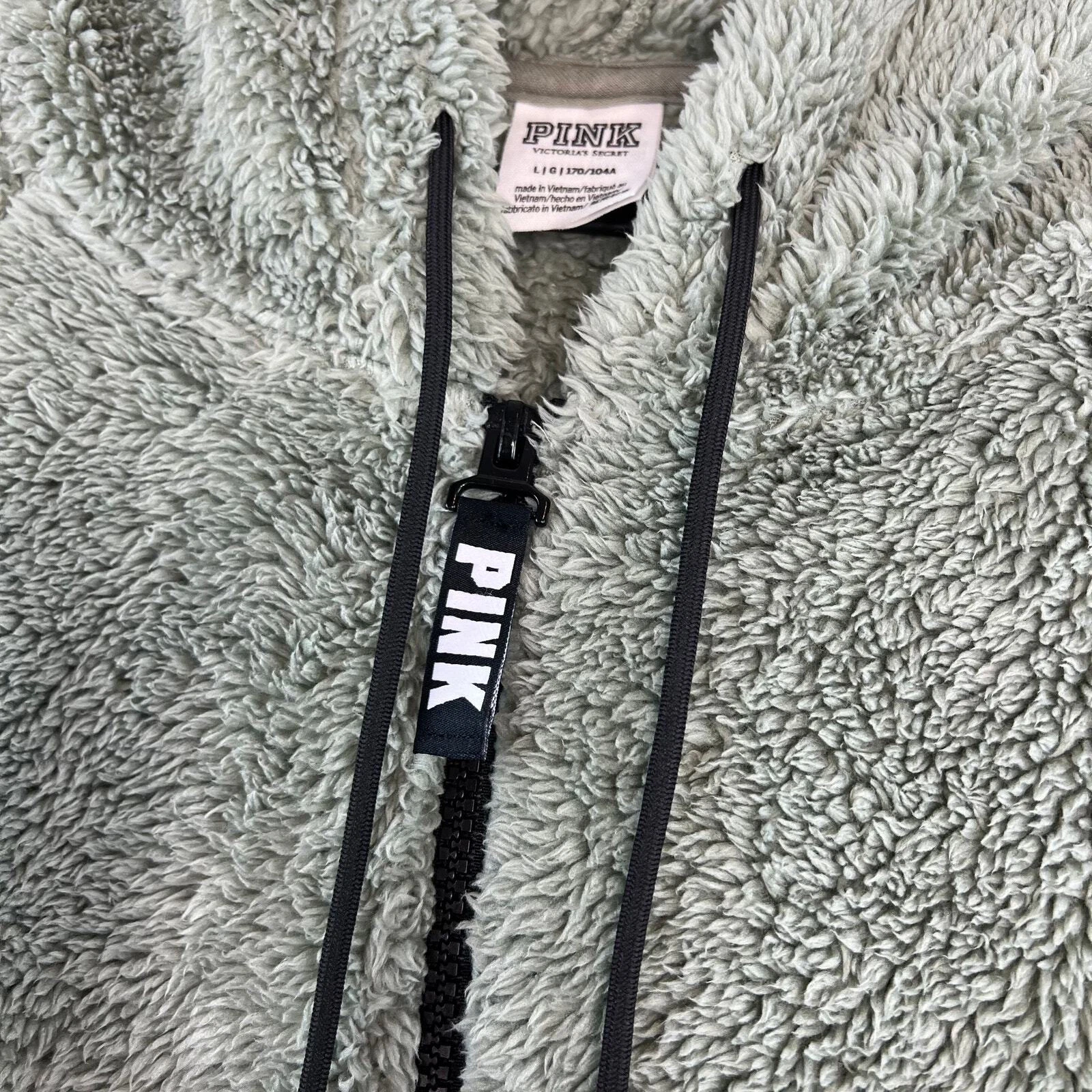 UNDERCOVER Felpa con cappuccio ROSA Victoria's Secret Teddy Sherpa quarto zip verde salvia taglia large