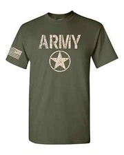 United States ARMY Star US FLAG on Sleeve  Men's Tee Shirt 1453