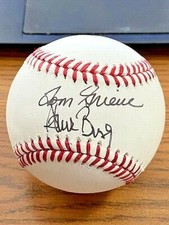 STEVE BUSBY & TOM GRIEVE 6 SIGNED AUTOGRAPHED OML BASEBALL! Rangers broadcasters