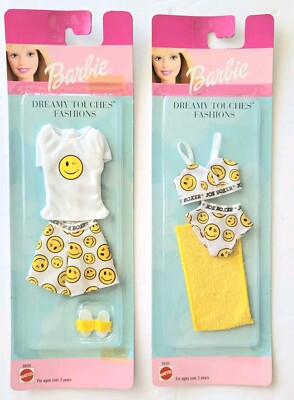2 VINTAGE BARBIE JOE BOXER DREAMY TOUCHES FASHIONS SMILEY FACE NEW IN PACKAGES