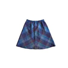 VTG 1970s Purple Tartan Plaid Wool A-Line High Waisted Skater Skirt 27" Waist