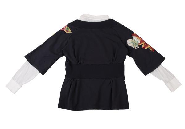 KEITA MARUYAMA Shirt Layered Floral Patch Top Size 2(K KEITA MARUYAMA Shirt Layered Floral Patch Top Size 2(K