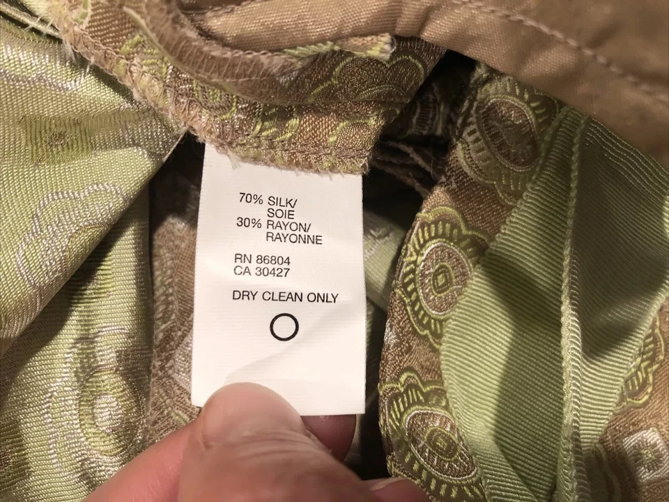 Magaschoni размер 10 брюки шелк и вискоза зеленый коричневый индийский стиль - Изображение 4 из 4