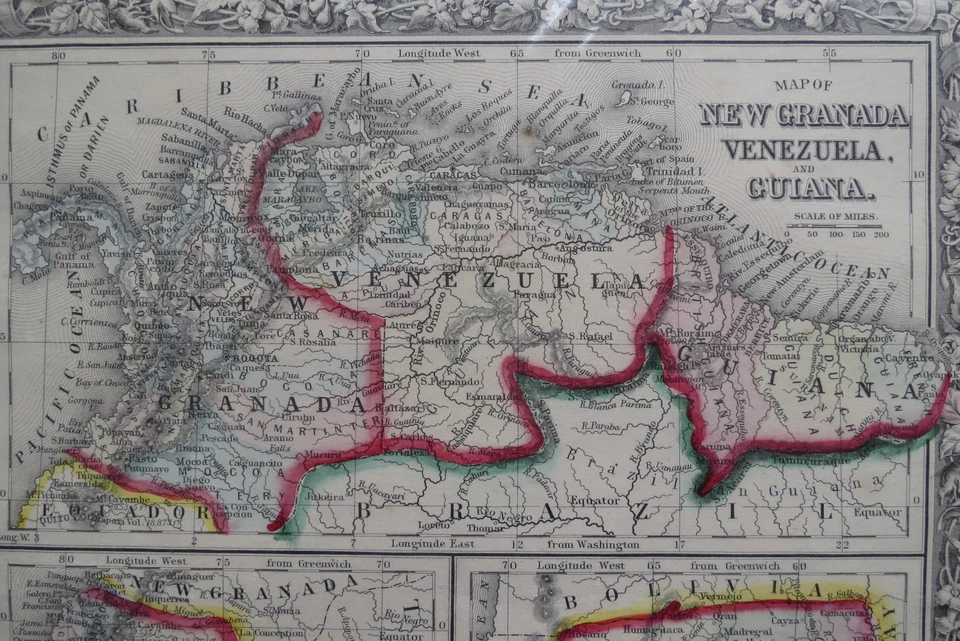 1860 AUGUSTUS MITCHELL MAP of NEW GRENADA VENEZUELA GUIANA PERU EQUADOR ARGENTIN - Image 2 of 4