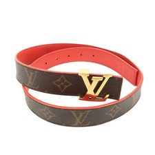 Auth Louis Vuitton Monogram Saint Tulle Initial Reversible Belt M9498 Used