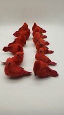 Set of 12 Creative Co-op Sisal Red Cardinal Birds Clip-On Christmas Ornaments