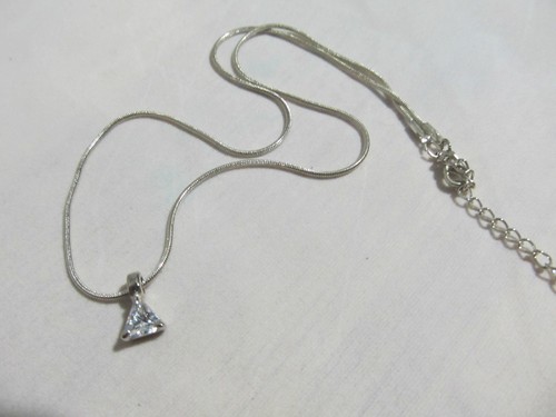 Collana donna ragazza triangolo zirconi ciondolo flessibile catena 16" - Foto 2 di 5
