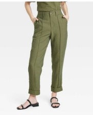 Women's Olive High-Rise Slim Fit Pintuck Ankle Pants - A New Day Size 8/R New