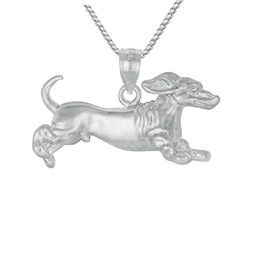 Polished 925 Sterling Silver Dachshund Dog Charm Pendant - Weiner Dog Jewelry For Necklace Or Bracelet