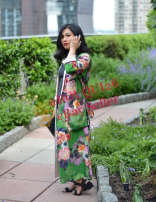 ZARA WOMAN RARE FLORAL PRINTED BELTED KIMONO GREEN SIZE: XS REF