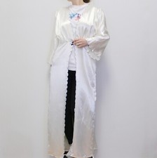 Vintage 40s Silk Scalloped Bridal Robe Dressing Gown Old Hollywood Glam