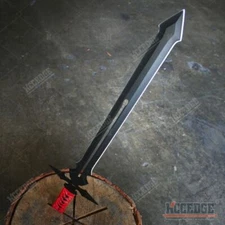 27" MEDIEVAL SWORD Full Tang Tactical Machete With Spear Point Blade Short Sword