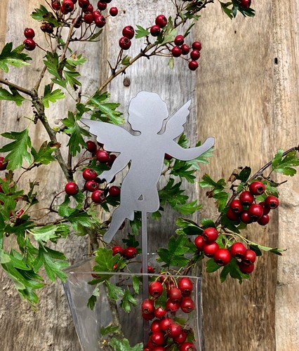 CHERUB PLANT POT STAKE PLANTER GARDEN STEEL SPIKE CHRISTMAS DECORATION GIFT - Picture 2 of 5