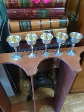 Vintage Pairpoint Silver Plate Martini Cocktail Glasses Stem Goblet Set 5