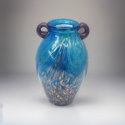 Dale Tiffany Favrile Art Glass Amphora Azure Copper Aventurine
