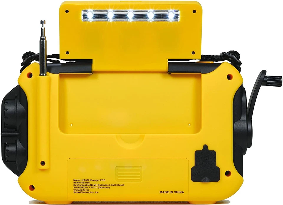 Kaito KA600 Digital Solar AM/FM/LW/SW Emergency Weather Radio - Yellow - Image 3 of 4