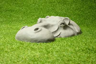 Copper Resin Hippo Garden Ornament Gardening Gift Lawn Grass Metal Yard Art