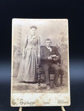 Rare Antique Victorian Canadian Couple Welland Canada G. Swayze Cabinet Photo