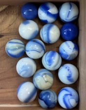 Vintage Marble Lot Blue Mixed Marble King Vitro Peltier Swirl Patch Agate