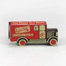 1930s Vintage Cracker Jack Angelus Marshmallows Tin Delivery Truck Toy Prize