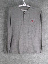 Wrangler RIGGS WORKWEAR Men's XXL Gray Long Sleeve Henley T-Shirt Pocket Cotton